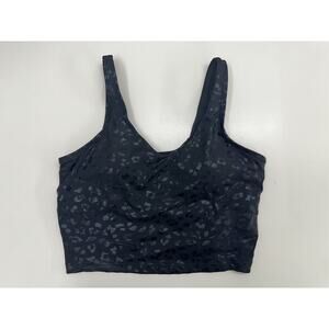 Unbranded Womens Cropped Tank Top Size Medium Black Animal Print Fitted Workout